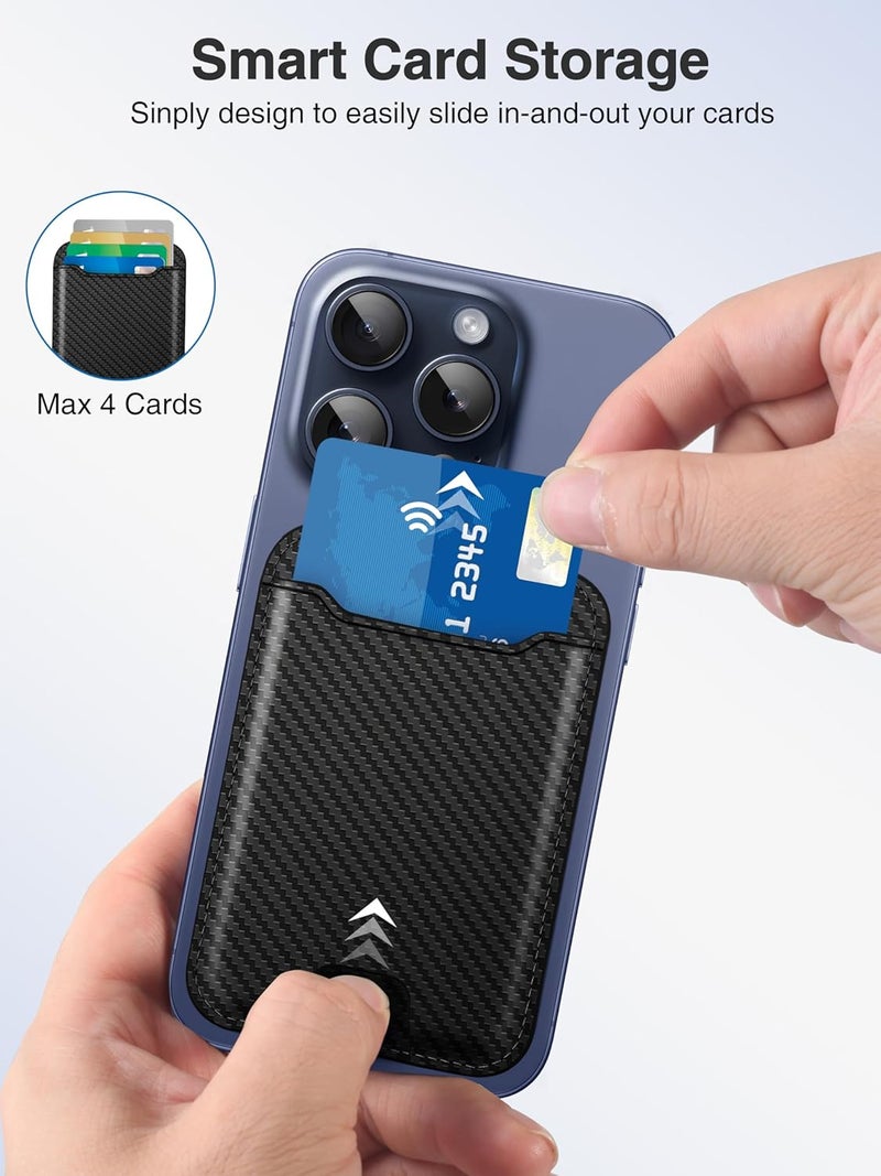 TopMade for Magsafe Wallet, Strongest Magnetic Card Holder for iPhone 17, iPhone 16/15/14/13/12 Series, Leather Magnetic Phone Wallet with Powerful Magnets, RFID Blocking, Fit 4 Cards, Carbon Fiber - Image 3